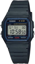 Casio F91W-1,  7 Year Battery Chronograph Watch, Black Resin Strap, Alarm, NEW picture