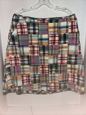 Vintage L.L.Bean Patchwork Madras Plaid A-line Skirt Size 14 Knee Length Cotton picture