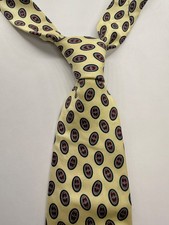 American Traditions 100% Silk Tie Made USA Yellow Red Blue Medallion Necktie picture