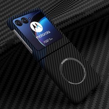 For Moto Razr 2025 Plus Razr 2024 Carbon Fiber Slim Magnetic Rugged Case Cover picture