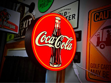 Vintage Coca Cola LED Lightbox Sign 3D Printed Round Wall Mount Man Cave picture
