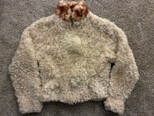 Paula Lishman Knit Fur Cream Beaver Fur Jacket size Small, Handmade Womens picture