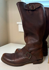 Frye Veronica Women's Brown Leather Knee High Riding Boots Buckle US 9 picture