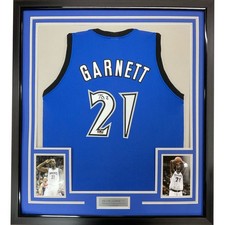 Framed Facsimile Autographed Kevin Garnett 35x39 Blue Jersey picture