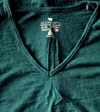 Segments 100% Merino Wool Base Layer Green V Neck Long Sleeve Women M Woolmark picture