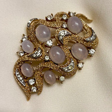Vintage Crown Trifari Alfred Philippe Moonstone Rhinestone Brooch Pat Pend 1940s picture
