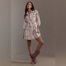 Anthropologie The Loverly Grey Bettina Mini Shirt Dress by Maeve XS NWT picture