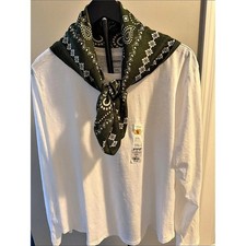 Sonoma Long Sleeve Cotton Top in White & Green XXL NWT scarf free with shirt picture