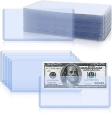 50 Pack Hard Plastic Money Bill Holder Top-Loaded Currency Sleeves Display picture