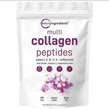 Micro Ingredients Multi Collagen Peptides–TypesI,II,III,V,X,1lb for Skin & Joint picture