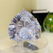 Huge 28 Ct Certified Treated Pretty White Diamond Heart Shape Ring, 925 Silver picture