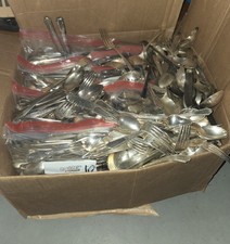 1Lb Bulk Vintage Silverplate Flatware. Spoons Forks Knives. May be .925 see disc picture