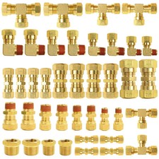 40 PCS Brass DOT Air Brake Line Fitting Assortment Kits with 1/4