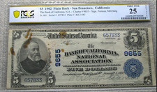1902 $5 Plain Back National Bank Note San Francisco Charter 9655 PCGS VF-25 #251 picture