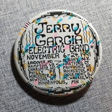 Jerry Garcia Band, 1991 Tour Dates vintage pinback button (Nov 6–24) picture