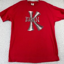 Vintage 1998 Korn Follow the Leader Tour T Shirt XL Tultex Red Nu Metal Grunge picture