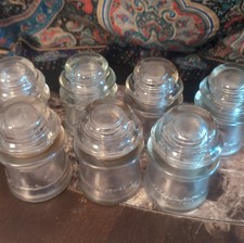 7 vintage clear glass insulators lot picture