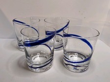 Pier 1 Imports Swirline Colbalt Double Old Fashioned Glasses  Set Of 4 picture