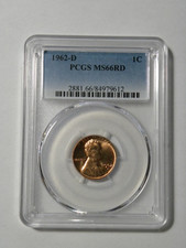 1962 D 1C Lincoln Wheat Cent PCGS Graded MS66RD RED picture