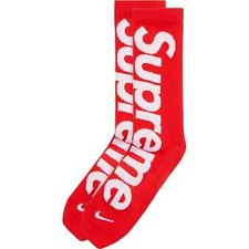 Brand New Original Supreme Mens Nike Lightweight Crew Socks - Red -  picture