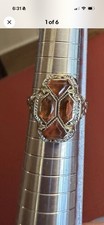 Vintage 18K Gold Filigree Ring Orange Gemstones Size 7 3.3g Ornate picture