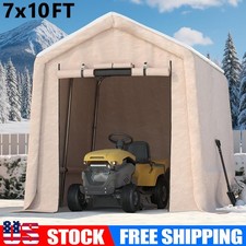 7x10 ft Portable Heavy Duty Outdoor Storage Shed with Roll-up Door & Vent -Khaki picture