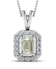 RARE 4.40 Ct Certified Off White Treated Diamond Solitaire Pendant in 925 Silver picture