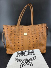 MCM Liz Reversible Large Shopper Tote Cognac Visetos Monogram Gingham picture
