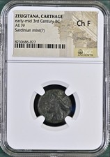 Ancient Carthage 300BC-264BC NGC Graded Tanit Horse Shekel Coin Zeugitana ChFine picture