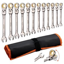 VEVOR Flex-Head Ratcheting Wrench Set, 12-Piece Metric 8 mm to 19 mm, 72 Teeth, picture