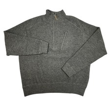 Simms Pullover Sweater Mens Large Gray Wool Heavyweight 1/4 Zip Fishing Pocket picture