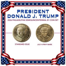 2026 (P) President Donald J. Trump $1 Privy Mark & Non-Privy Uncirculated Set picture