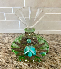 Vintage Czech/Bohemian Art Deco Jeweled and Enameled Perfume Bottle, 1920s picture