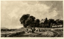 Antique Etching, Sir Francis Short (1857-1945) Hayfield, Mezzotint, 1920's picture