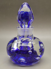 Vintage Joe Rice St. Clair Blown Glass Navy Royal Blue Perfume Bottle Scent Art picture