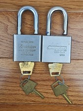 Lot 2 American Lock 5260 Hardened Steel Padlocks 2 Keys Each XG F VF J Working picture
