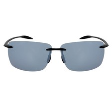 MAUI - Rimless TR90 Thin Sports Wrap Sunglasses Black Silver Mirror Polarized picture