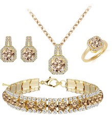 Paxuan 4pcs Cubic Zirconia 15.5 inches, Gold Plated Champagne picture