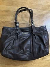 COACH F15147 Leather East West Gallery Tote Bag Brown Genuine Authentic picture
