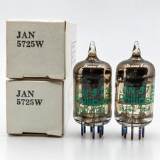 NOS Matched Pair Philips ECG JAN 5725W Black Plate Vacuum Tubes USA picture