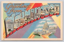 Greetings from Washington DC Large Letter Postcard Capitol Building 1947 Linen picture