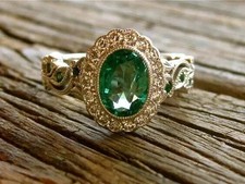 5.00 Ct Oval Cut Natural Emerald & Diamond Wedding Ring 14K Yellow Gold picture