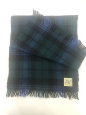 Yarrowvale Scarf Made in Scotland 12”X 54” Tartan Blue Green plaid VTG Wool picture