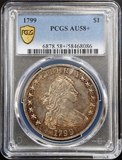 1799 Draped Bust Dollar certified AU 58 PLUS by PCGS Amazing condition picture