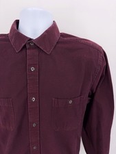 UNTUCKit Men's Large Slim Fit Flannel Button Down Shirt Solid Red 100% Cotton L picture