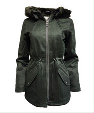 HoodLamb Women's Deep Green Natural Hemp Hooded Warm Parka 420 NWT picture
