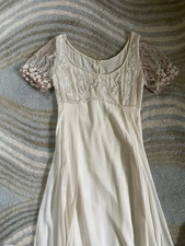 Vintage 60s 70s 90s Beaded Silk Italian Regency Wedding Dress Empire Waist Small picture