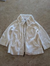 Gap Women's White Chunky Knit Vintage Full Zip Cardigan Sweater Size  M picture