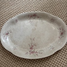 Gorgeous country crazed and cracked  Oval ironstone Platter shabby Floral 16 in picture