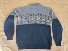 Vtg 60s Jersild Mens Sweater Blue Fair Isle Mockneck Size Small (38) picture